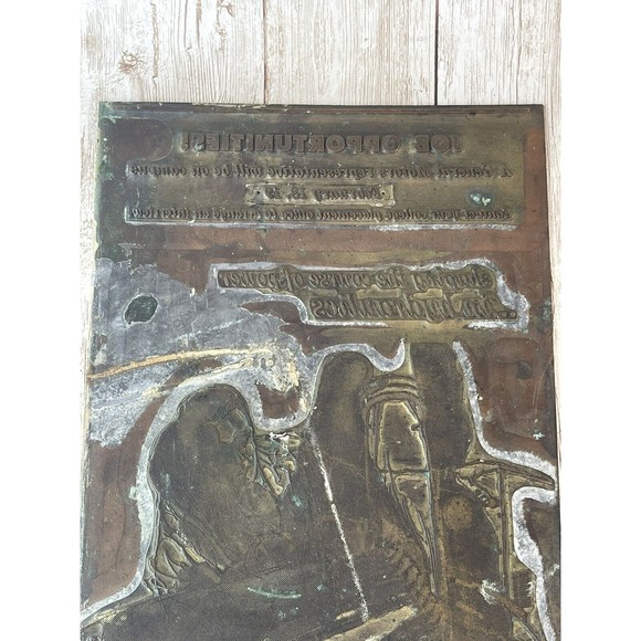General Motors ‘Job ￼Opportunities’ Metal Letterpress Printing Press Plate GM - Picture 2 of 15